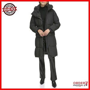 Large Hooded Long Down Alternative Puffer Jacket for Women